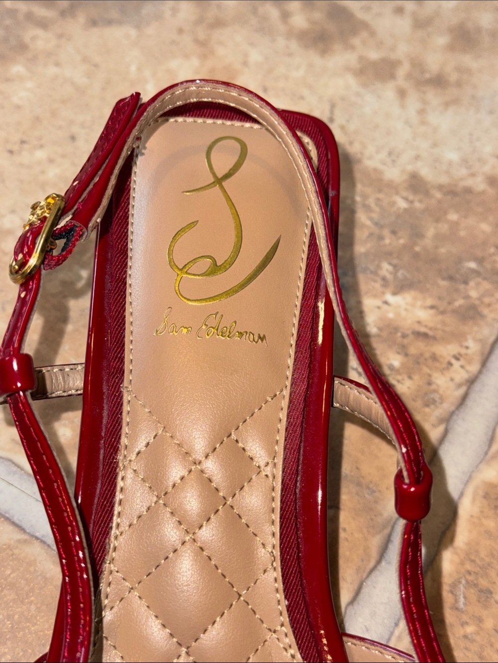 Sale 💃🏼 Sam Edelman Toni Slingback Kitten Heels Shoes Women’s Size 9.5 Red Color - Picture 13 of 17